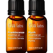 Gya Labs Frankincense & Myrrh Essential Oil for Meditation & Skin Care - (10ml x 2)