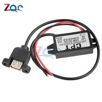 dc-dc 12v 5v 3a 15w 자동차 전원 변환기 마이크로 미니 usb 스텝 다운 전압 전원 공급 장치 출력 어댑터 저열 자동 보호, 귀를 가진 usb 남성