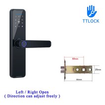 도어록 도어락 현관 2022년신형 사무실 디지털TTLock APP 원격 제어 지능형 지문 비밀 번호 카드 잠금 키 5, 02 Black TTLock 60mm