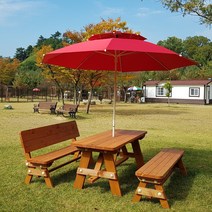 테이블쉼터 분리형 등평세트 6~8인 방부목 야외테이블 야외용DIY(파라솔별매), 밤색