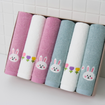 토토뱀부 출산선물 대나무 아기 세면타월 6매세트(+팬시박스), 분홍2매+아이보리2매+하늘2매