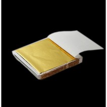 JINGHENG 장식 가방 24k 미술용 금박지 200장 공예용 접착 도금박지 은 로즈골드 종이 백금 레진아트, 8.5x8센티 골드 40매