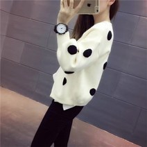 YUEWAN 러블리 퍼프 왕 도트 카디건 니트