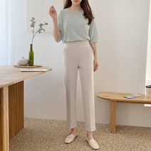 [바보사랑] 여자 커리어우먼 하객룩 넓은밴딩 쫀쫀 일자 슬랙스[옷자락]