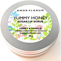 허니 바닐라 호호바 오일 및 비타민 E-60g 바이 AMOR FLORUM와 맛 허니 SUGAR LIP SCRUB.