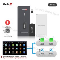 자동차 Carlinkit 유무선 카플레이 안드로이드 자동 동글 미러 화면 수정용 Ariplay 스마트 링크 iOS 1, 05 Wireless CCPA MIC