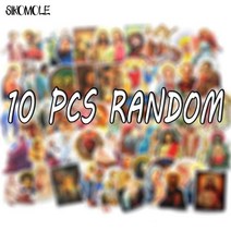 기독교 전도용품 10/30/68pcs 만화 예수 기독교기도 스티커 DIY 장난감 수화물 모터 수화물 노트북 축복 낙, 01 10pcs-YS252