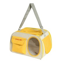 강아지 산책 가방 이동가방 크로스백 슬링백 애견 백팩 케이지 이동장 힙색 포대기, 18kg고양이+13kg강아지, 레몬 옐로우