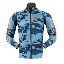 가마가츠 냉감 실크 낚시 긴팔 땀 흡수 얇은 섹션 부드럽고 속건성 자외선 보호 슈트, 위장 블루냉감실크