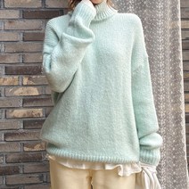 아모르데이 여성용 크레빌 울 루즈핏 소프트 베이직 터틀넥 니트