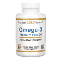 California Gold Nutrition 오메가3 프리미엄 피쉬 오일 180 EPA/120 DHA 생선 젤라틴 소프트젤 100정, 1개