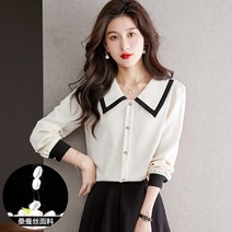 고퀄리티블라우스 누에실 봄 여름 블러킹 카라넥 풀오버 후드 실크 와이셔츠 보이핏 볼륨 반팔셔츠 트렌드 4997797240
