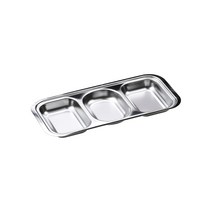 킹센스 사각 원형 스텐 접시 나눔 샐러드 그릇, 킹센스 간식접시 3구