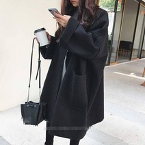 엘레스 여성가디건 루즈핏 여성코트 빈티지 긴팔 트랜치코트 가을 겨울 코트 가디건