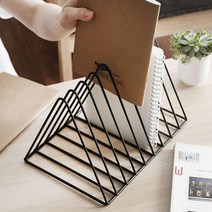 카페 철제 인테리어 미니 책꽂이 간이 삼각 정리함 이동식 책상위 잡지, 화이트