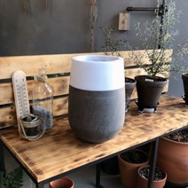 위withh_화분 모던 테라스톤 타원형 20x34cm 화이트 투톤 예쁜 선물 심플한 모던한 감성 기화분 선물용♥withy, ♥withyou!