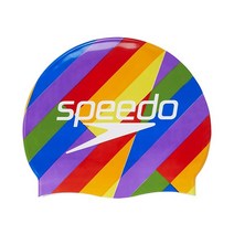 Speedo 남녀공용 실리콘 수영모자 수모 화이트 플래그, Slice Square