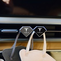 [가오] 테슬라 모델3 S X 엠블럼 레터링 송풍구 후크 클립 마스크 보관 걸이 차량 악세사리, B_다이아-실버