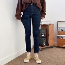 티데일리 스판 생지 세미 일자 데님 팬츠 여성용 커버밴드 청바지