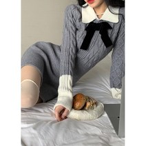 여성 데일리 브로치 니트 원피스