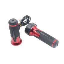 전동킥보드스로틀 전동킥보드 전기 자전거 스로틀 회전 변신 속도 제어 가속기 컨트롤러 속도계 핸들 바 도난방지 잠금 1 쌍 전기 자전거 트위스트 스로틀 그립 22.5mm 전기, 빨간색