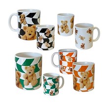 머그컵 강아지머그 귀여운컵 곰돌이컵 홈카페 Cotton bear mug (340ML), 작은곰돌이, 오렌지, 1개