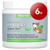 리암마켓 Wonder Paws 원더 포즈 강아지용 관절 건강 관리 보충제 어드밴스드 모빌리티 치킨 맛 90개 225g 1팩, 6팩