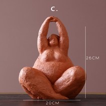 artlovin 추상 뚱뚱한 여자 인형 빈티지 여자 동상 탁상 수지 공예 선물 홈 장식 장식품 크리 에이 티브 피규어, c