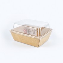 ilyong 종이용기 DRP 6호 직사각 500개 크라프트 샌드위치용기 종이트레이, 용기+뚜껑 세트