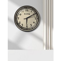 타임 라운드 일러스트시계 모던 빈티지 스타일, 10인치메탈 블랙 프레임 말차 그린