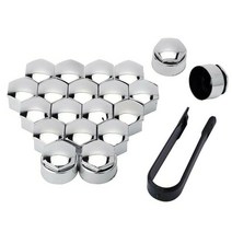 휠 너트 20pcs 17mm 크롬 너트 캡 휠 볼트 + 제거 도구 휠 세트 모든 자동차 자동 허브 나사 커버 볼트 림, 없음