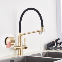 Uythner waterfilter는 주방 수전 듀얼 핸들 데크 360도 회전 정수기능 크레인, 옵션.02 Brushed Gold_옵션.01 CHINA
