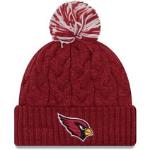 뉴에라 여성용 NFL 공식 코지 케이블 니트 커프 폼 비니 모자 애리조나 카디널스 레드, One Size, Arizona Cardinals Red