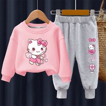 여아 봄가을 예쁜 긴팔 맨투맨코트 조거팬츠 hello kitty 투피스