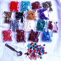 씰링왁스 만들기재료 22컬러 비즈왁스 100알 씰스탬프, 연핑크