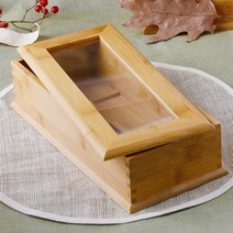 대나무 수저통 투명 업소용 식당 우드 나무 수저함 뚜껑 수저 보관함 정리함