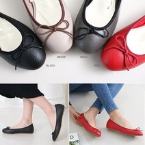 프리티슈 여성 리본장식 둥근코 플랫슈즈 로우힐 단화 (1cm)