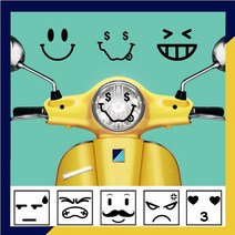 오토바이 라이트 스티커 베스파 튜닝 포인트스티커 스쿠터 표정 데칼 스티커 카킹즈, (03)