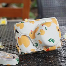 적용하다FujiX100T 카메라 가방 X100F 가죽 커버 빈티지 그린 X100 캐릭터 큐티 X100S 케이스 적용, 올인원 옐로우 오리_후지 X100F/X100S