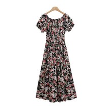 퍼니걸스 6457 오프숄더 퍼프 허리 밴딩 컬러 플라워 롱 원피스 여성의류