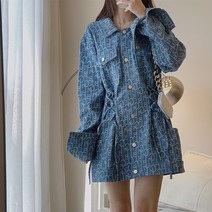 긴팔원피스 셔츠 스트리트 뚱뚱한 디자인 긴팔 데님 드레스 프라이드 하이 사람 가 큰 mm