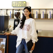 매드시스터 여성용 버터 오버핏 맨투맨 티셔츠