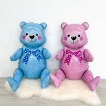 3D 곰돌이 은박풍선 테디베어 핑크 블루 곰인형 풍선 베이비샤워 생일파티, 블루 곰돌이