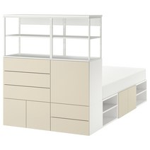 이케아 PLATSA 플랏사 침대프레임+도어5/서랍5 - 화이트/스카트발 라이트베이지 140x244x163 cm