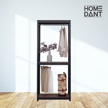 [홈던트] W800 기본형(B) 드레스룸 무볼트 조립식 행거 수납장, 색상:블랙프레임(내추럴우드)