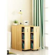 슬라이딩책장 수납장 거실 슬라이딩 틈새 도어, 검은 호두 세 그려진 책장