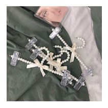 진주옷걸이 예쁜리본옷걸이 반짝이 원피스걸이 웨딩촬영소품, 1개, 33CM화이트진주지퍼