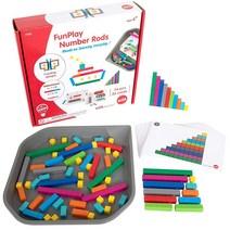 Edxeducation FunPlay 숫자 막대 - 홈스쿨 키트 수학 조작 74개 세트 + 50가지 활동 지저분한 트레이