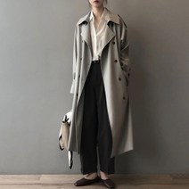 숏트렌치코트 하프 롱 가을 코트 겨울 트렌치코트 클래식 카키 트렌치 여성용 더블