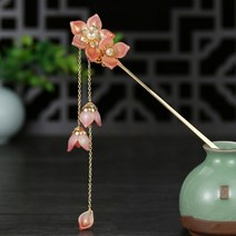 헤어악세사리 한복 웨딩 혼주 뒤꽃이 헤어핀 머리핀 중국어 hanfu 헤어 액세서리 여성용 헤어핀 꽃 진주 긴 술 단계 흔들어 헤어 스틱 빈티지 웨딩 신부 보석
